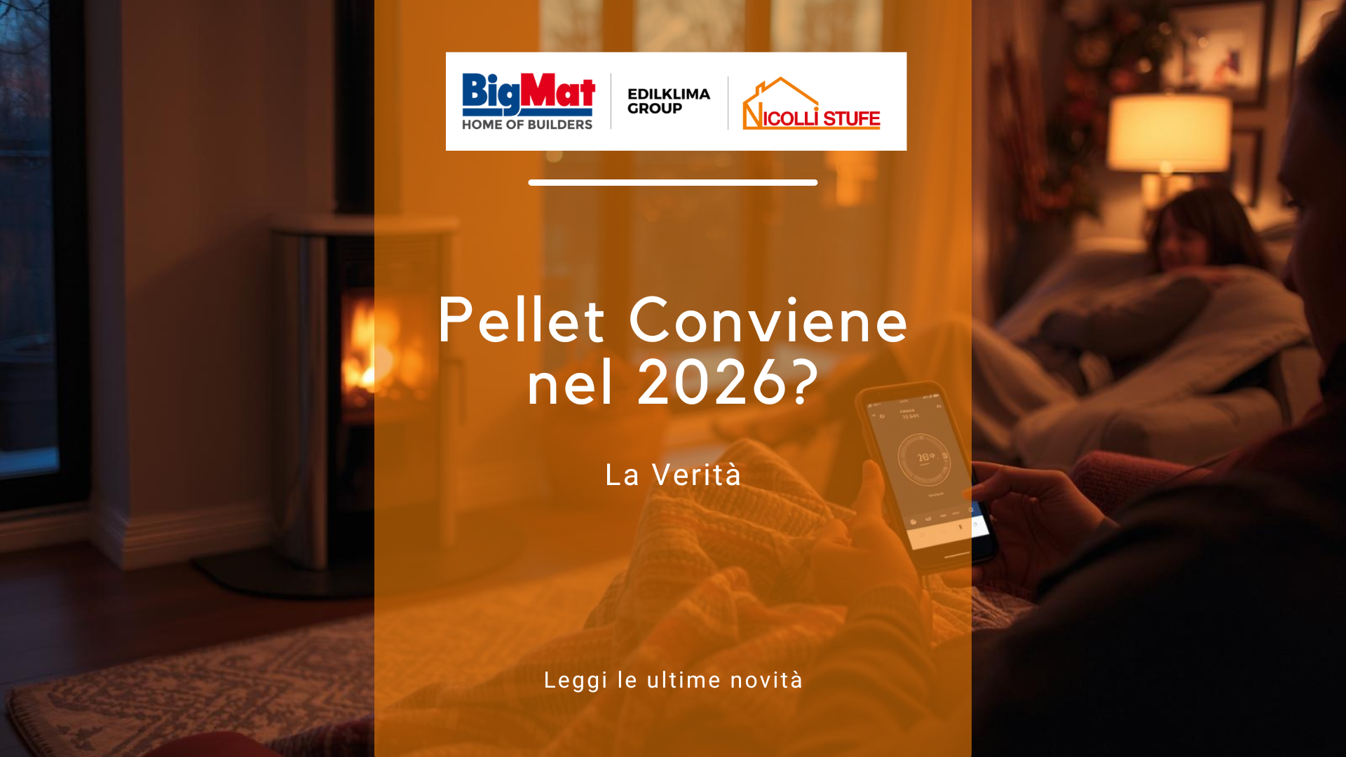 Soggiorno moderno con gestione smart della stufa: ecco perché il riscaldamento a pellet conviene nel 2026