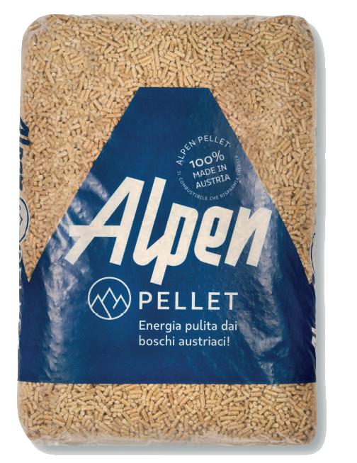Confezione di Alpen Pellet 100% made in Austria certificato.